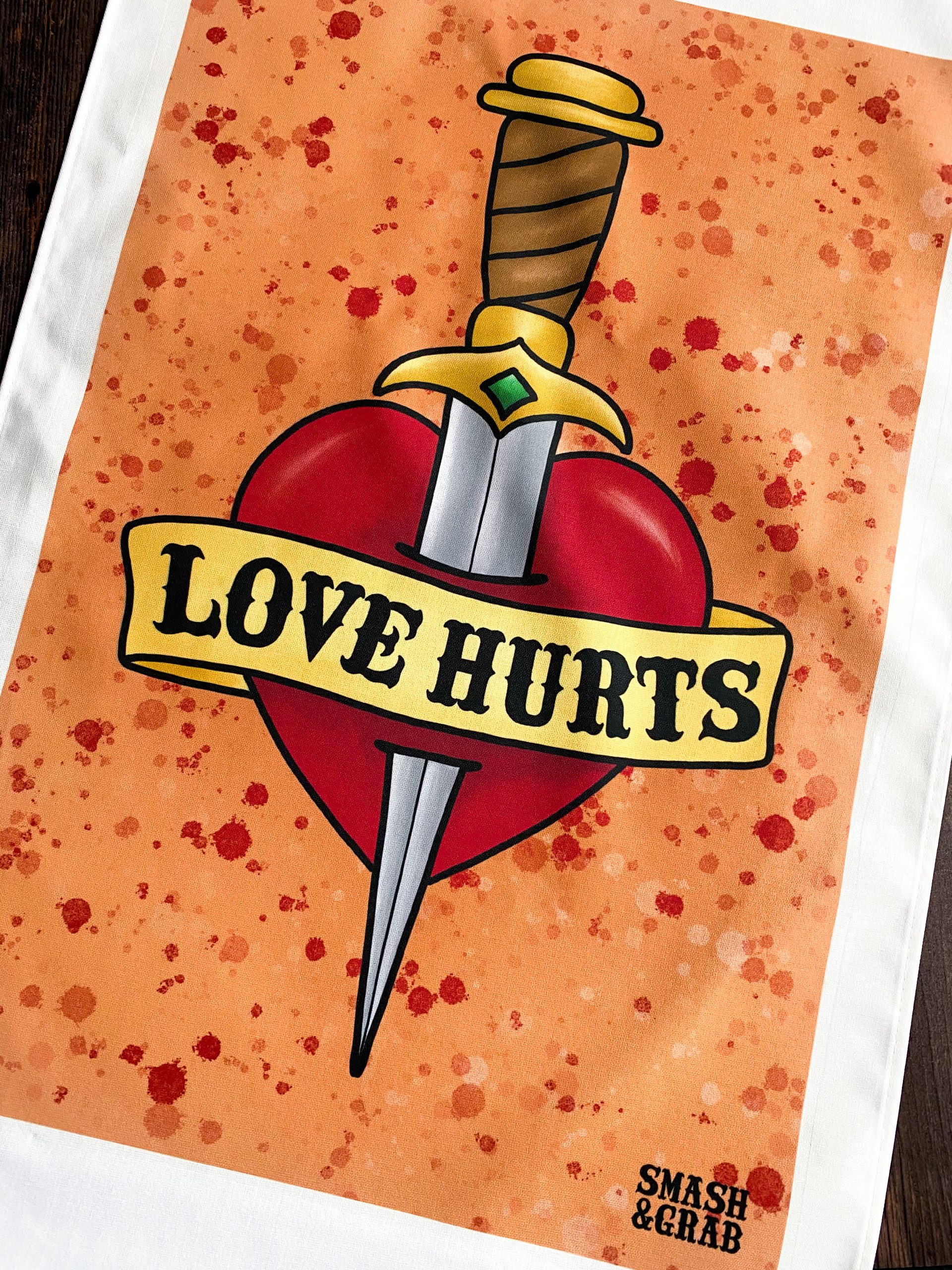 Love Hurts Tattoo Tea Towel - Smash & Grab